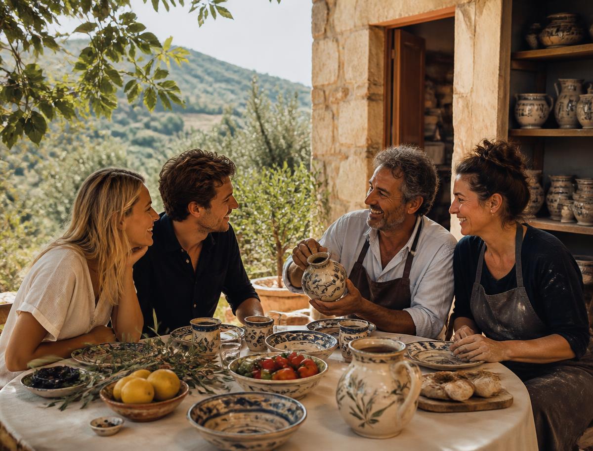 Italian artisans sharing local stories and traditions with guests